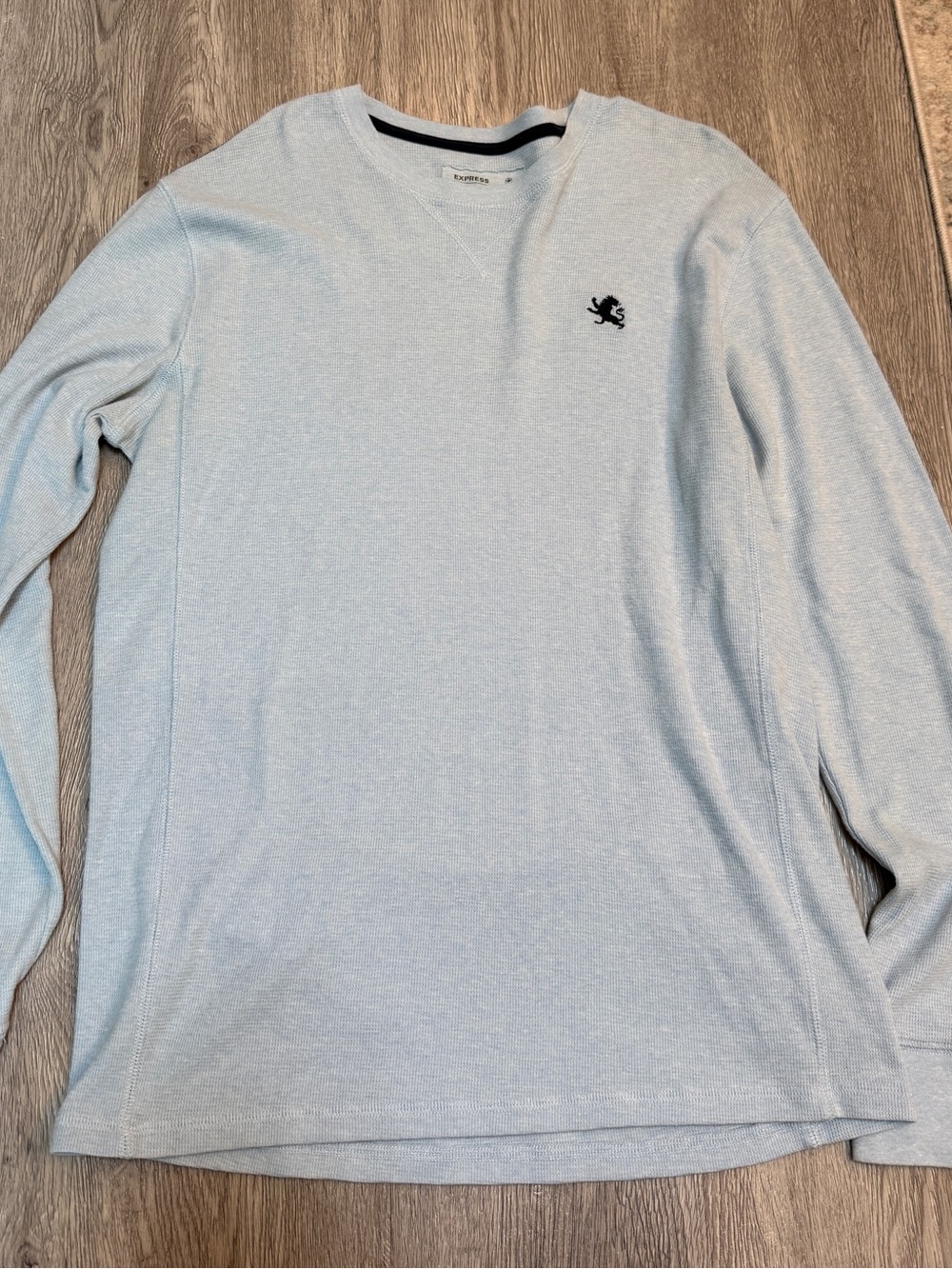 Express Long Sleeve Waffle Knit Shirt Mens X-Large Blue Heather Pullover